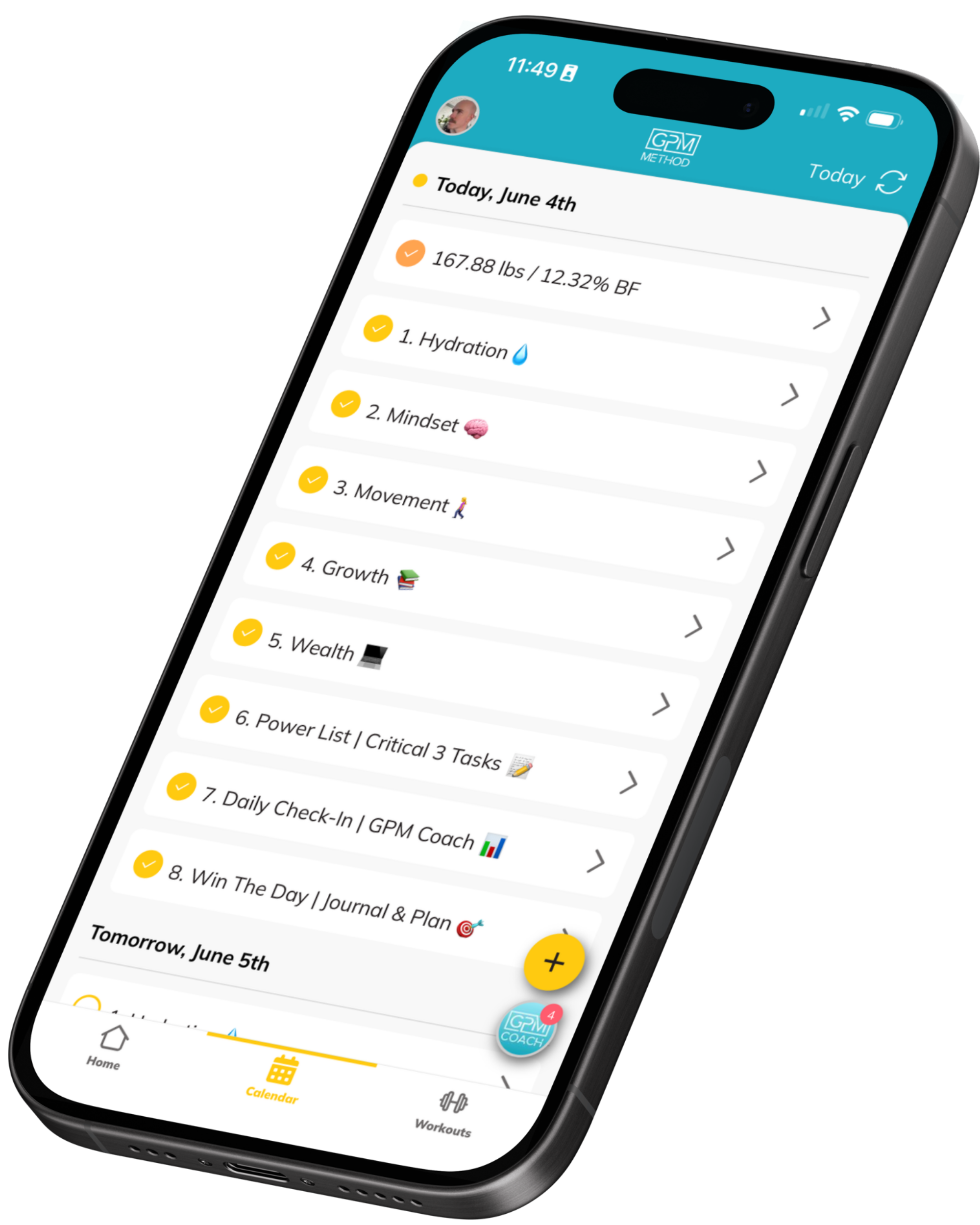 10 daily Sprint habits checklist inside the GPM Method app