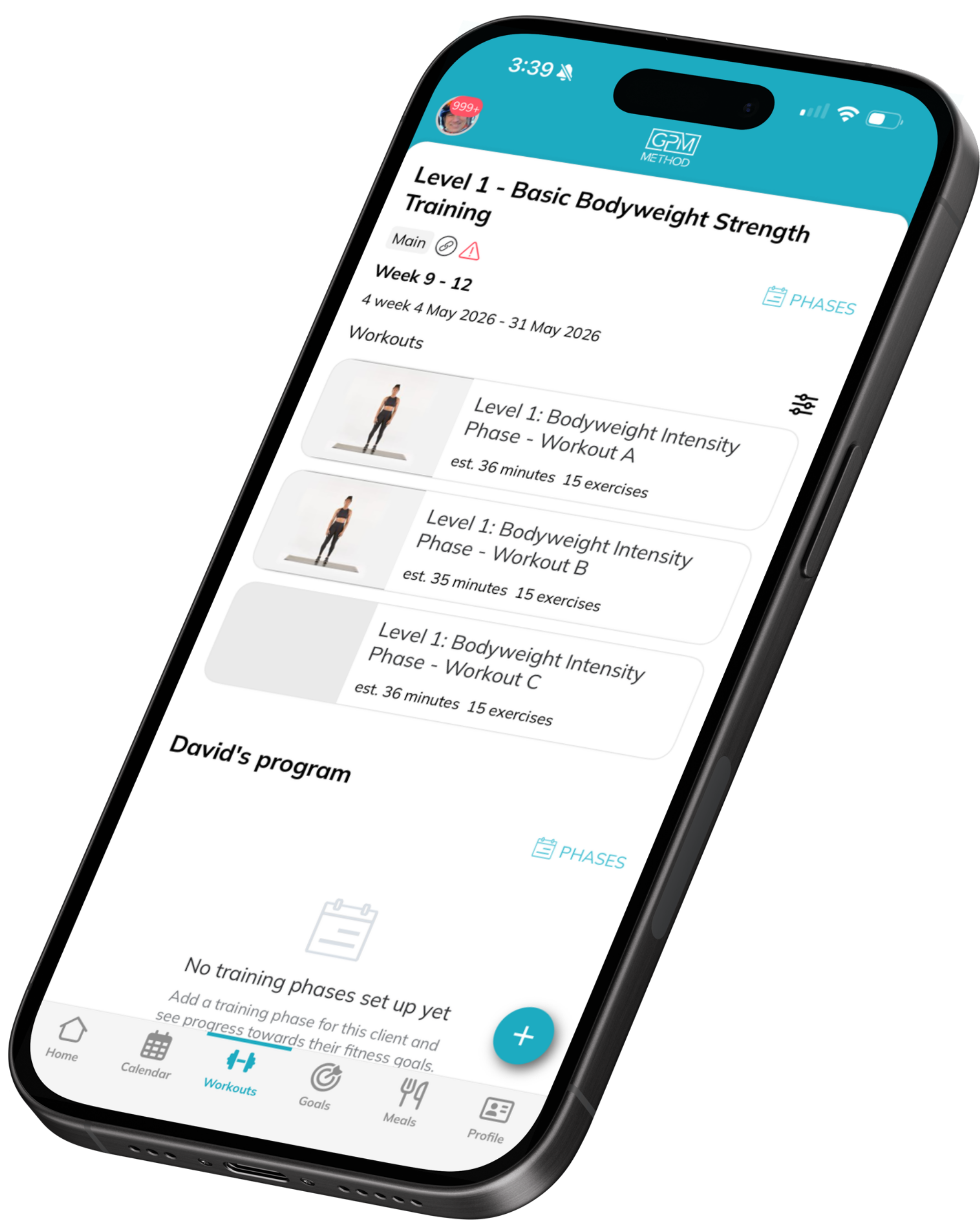 Level-matched Sprint workout program inside the GPM Method app